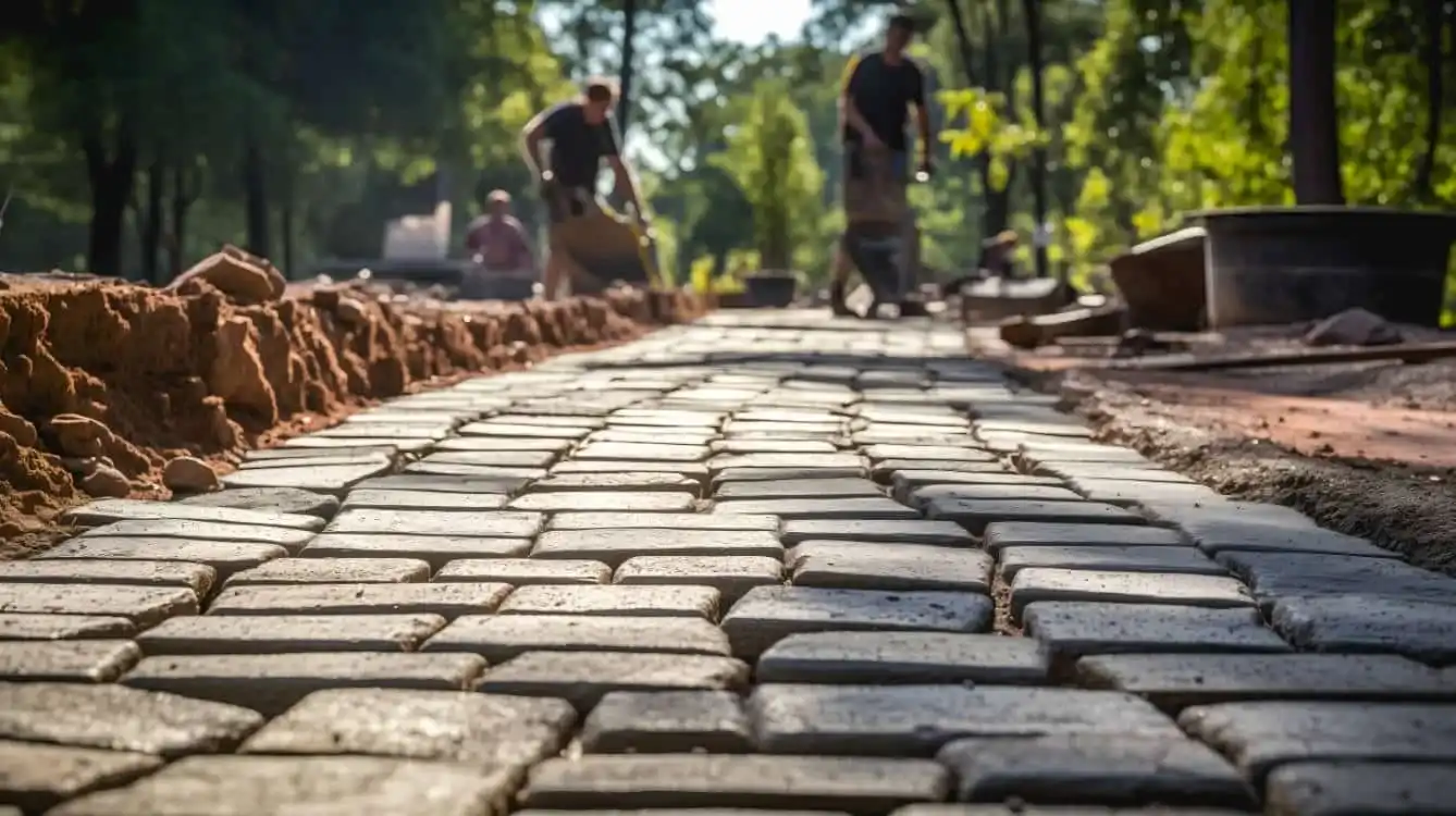 Allee paves anciens pose - Parisy Espaces Verts, paysagiste dans l'Eure (27)