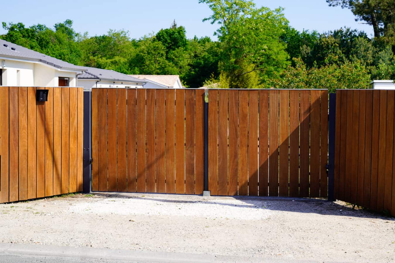 portal brown wooden gate of private house suburb wood home door